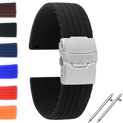 18 | 20 | 22 | 24 mm Silikon Uhrenarmband Ersatz Armbanduhr Gummi Band Schwarz - Bild 1 von 4
