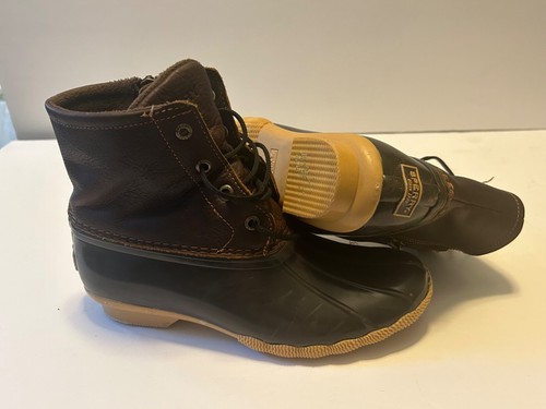 Botas Sperry Para Mujer Talla 6 Agua Salada Tobillo Pato Bota de Lluvia Cremallera Marrón Goma - Imagen 5 de 5