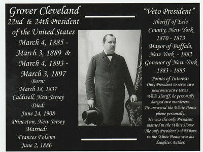 ''Pres Grover Cleveland''-*Brief Bio*/22nd & 24th US Pres.-(Postcard) {Pres-22}