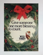 1989 Wild Turkey Give someone one more blessing to count Vtg 1980's Print Ad