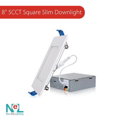NEW ERA 18W 8 inches 5 CCT Selectable Square Slim Downlight 120V