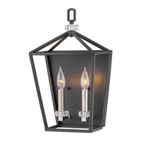 Wandleuchte Wandlampe Flurleuchte 2-Flammig Stahl Kristalle Schwarz B 25,4 Cm