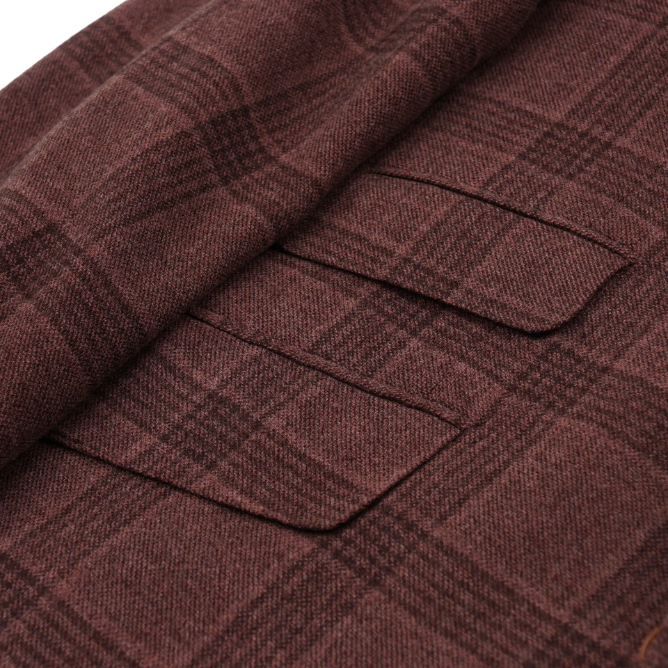 Casaco esportivo Sartoria Partenopea slim fit xadrez borgonha lã-cashmere 40R (Eu 50) - Imagem 4 de 4