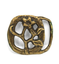 Vintage 1960-70s SOLID Brass Boho Flower Floral Daisy Belt Buckle - Hippie Style