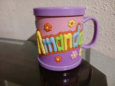 NEW: AMANDA, Personalized Kids Childs Mug Cup Plastic 10oz. 3D John Hinde