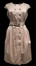 MICHAEL Michael Kors Double Breasted Belted Dress Cap Sleeves Beige Size 2 EUC