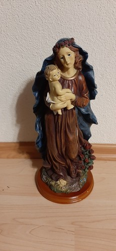 Madonna Maria Mit Jesukind Statue - Handbemalte Resin-Figur 14,6cm