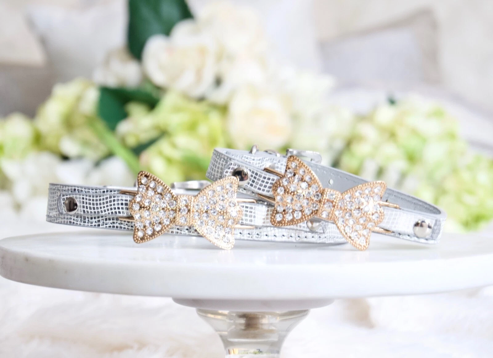 NEW! LUXURY Silver Rhinestone Dog Collar by Enchanted Pets Cats Puppies Dogs Pig
