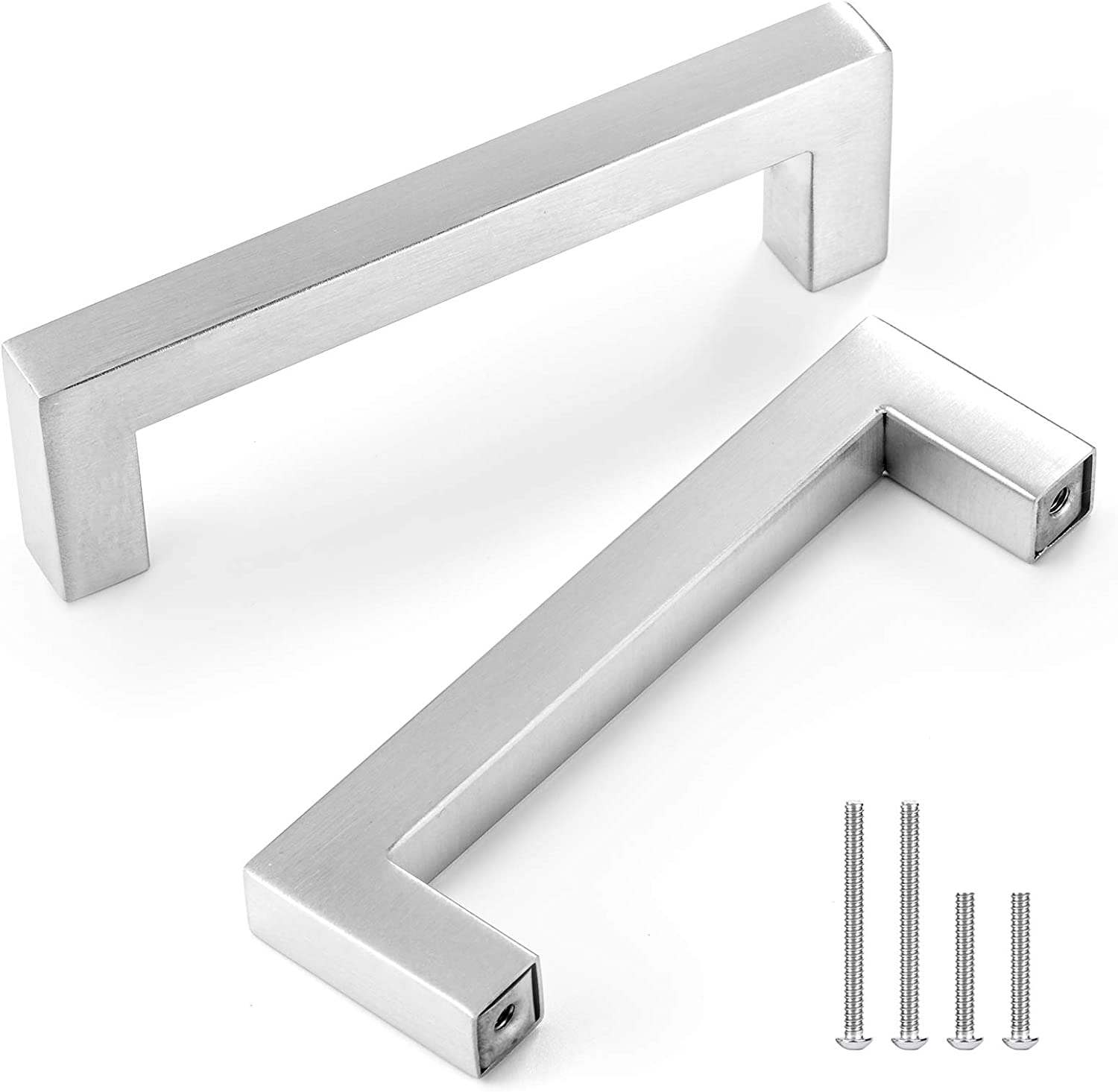 5 Pack 4.5 Inch Drawer Pulls Set, Stainless Steel Square Handles, 4" Hol 7445033956925
