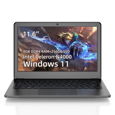 11.6'' Laptop Intel Celeron N4000 Dual-Core Processor 8GB DDR4 256GB SSD IPS