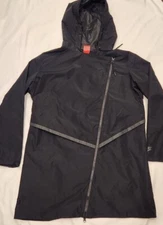 Women's Nike Bonded Hooded Jacket Black Asymmetrical Zipper Sz Large