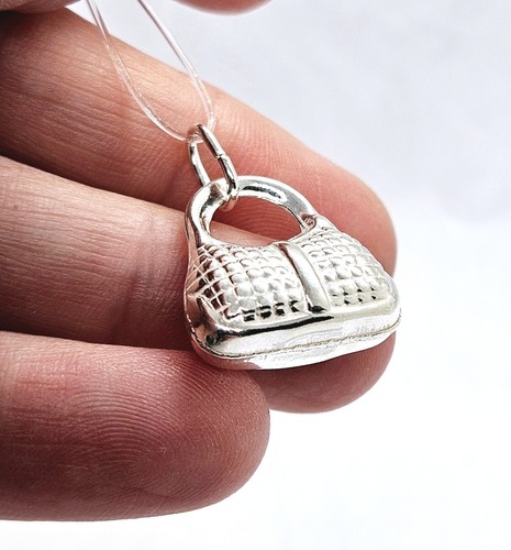 Bolso de mano colgante de plata de ley 925 con dije de joyería - Imagen 6 de 8