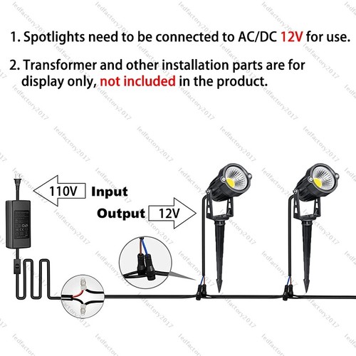 10X 12V Spotlights COB 5W Backyard Landscape Waterproof Spot Lamps Hardwired - Picture 12 of 12