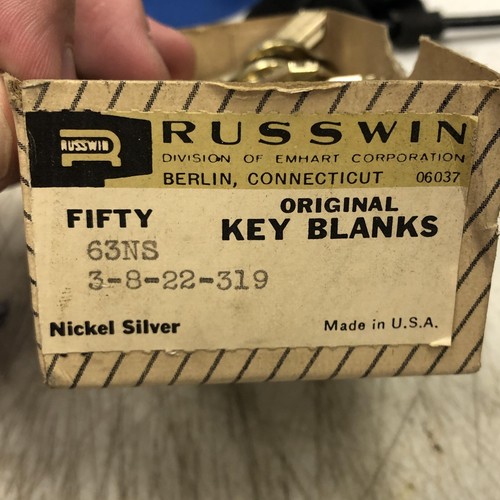 2 Vintage Old Stock Russwin 63NS Nickel Silver 3-8-22-3199 Brass Keys Locksmith - Picture 2 of 2