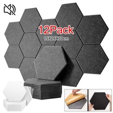 12x Self Adhesive Acoustic Foam Panels Studio Soundproofing Felt Tiles Hexagonal