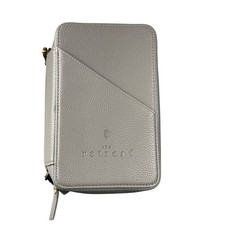 The Retreat Grey Faux Leather Organizer Travel Pouch Zip Clutch Wallet