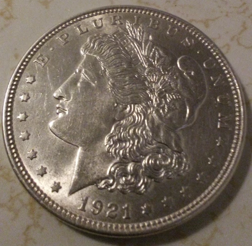 Cleaned Estate Silver-1921 P Morgan Silver Dollar AU/Mint XF+