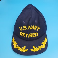 US Navy Retired Hat Strapback Blue Embroidered Adjustable Cap Size L