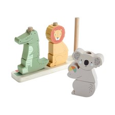 Fisher-Price Animaux en Bois à Empiler et Trier, Jeu d’éveil avec 10 pièces en B