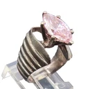 925 Silver  Vintage Large Marquise Cut Sapphire Designer Ring Sz 6  RG27199