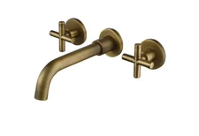 MODERN Wall Mounted BATHROOM Deluxe FAUCET System TH-8008FG Brass CROSS Handles