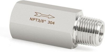 304 Stainless Steel In-Line Siamese Check Valve 3/8'' NPT Female Thread, One-W...
