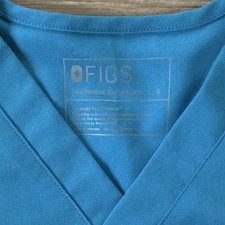 FIGS Technical Collection Unisex Solid Blue V-Neck Medical Scrub Top Size S