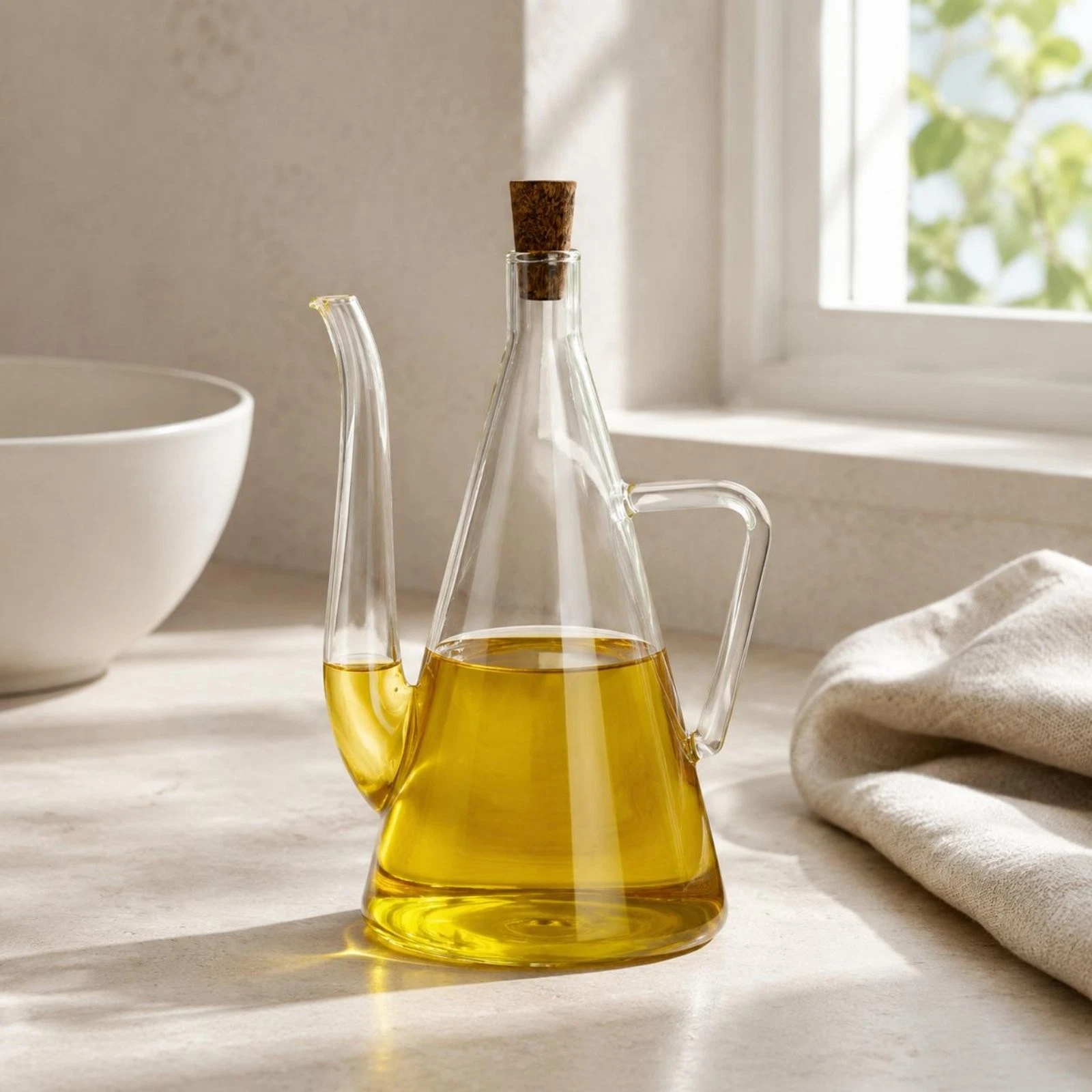 Borosilicate Glass Oil Jug Effortless Dispense Oil and Vinaigrette Cruet
Opens in a new window or ta