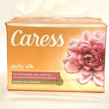 Caress Daily Silk Bar Soap 2 Bars Floral Oil Essence White Peach Orange Blossom