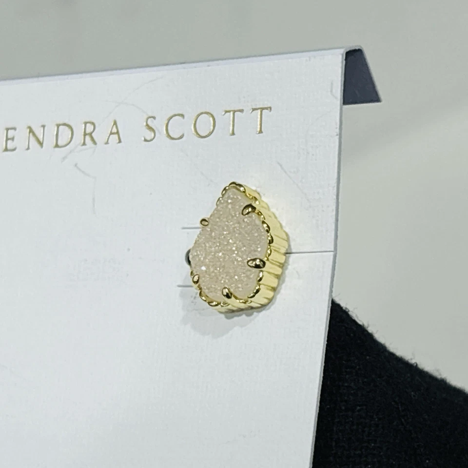 Kendra Scott Tessa Earrings Iridescent Drusy Stud Gold Plated NEW - Image 3 of 4