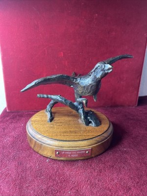 Bronze Pheasant Sculpture By Arthur Norby Titled Up From The Prairie 1979