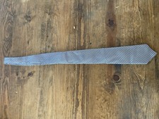 Roundtree & Yorke Collegiate Blue Striped 100% Silk Tie - Made in USA