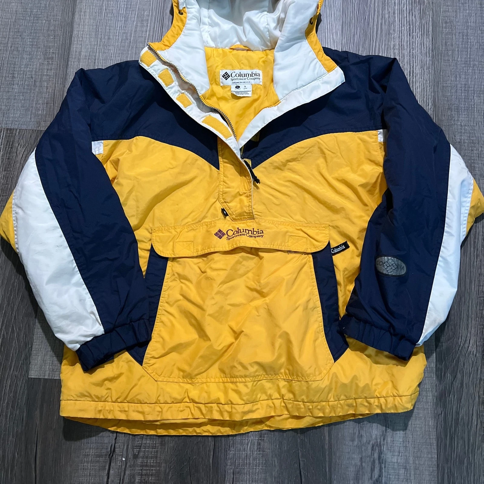 Vintage Columbia Sportswear Yellow Zip Up Outdoors Jacket XL