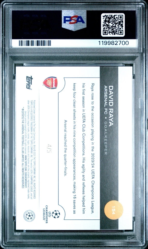 2024/25 Topps UCC Flagship David Raya Red Foilboard /5 PSA 9 #154 Arsenal Pop 1 - Image 2 of 2