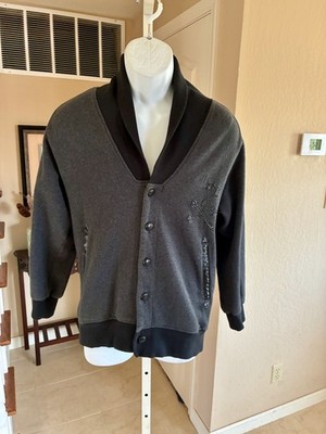 True Love & False Idols Shawl Collar Cardigan Jacket Knot Buttons Dk Grey S