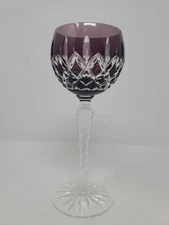 Ajka Arabella Purple Cut-To-Clear Crystal Wine Glass Hungary 8 1/4” H