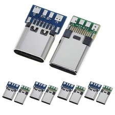 ANMBEST 10PCS USB 3.1 Type C Connector 24 Pins Male Female Plug Socket silver