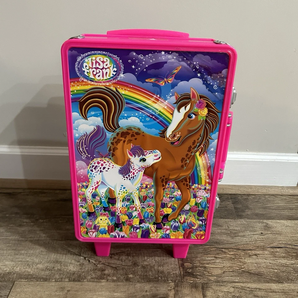 Lisa Frank Horses Rainbow Chaser Lollipop Pink Rolling Suitcase Luggage 90s Y2K - Image 2 of 4