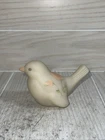 Fenton Vintage Short Tail Bird, Daisies painted on Cameo Satin Custard Glass