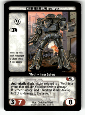 BattleTech Cerberus MR-V2 Mech 1997 CCG Wizards of the Coast