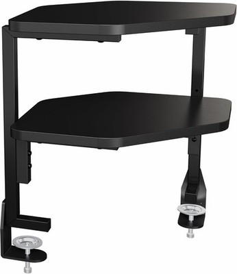 Corner Clamp-on 17 inch Above/Below Desk 2-Tier Shelving Unit Table Accessories