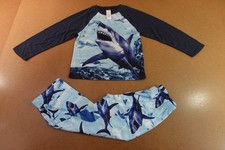 The Childrens Place Boys Size Small 5/6 Blue Shark 2 Piece Pajama Set New