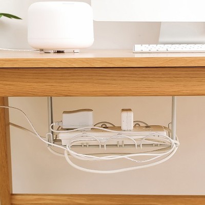 Desk Cable Management Tray Under Table Socket Hang Holder Power Storage Rack