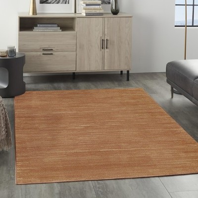 Nourison Essentials 4X6 Rust Outdoor Indoor Low Pile Rug Easy Clean Durable D...