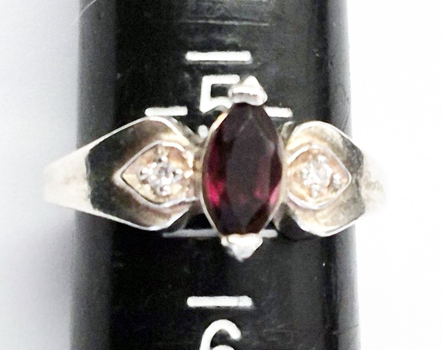 SOLID STERLING SILVER Ruby and Diamond Size 5 1/4… - image 4