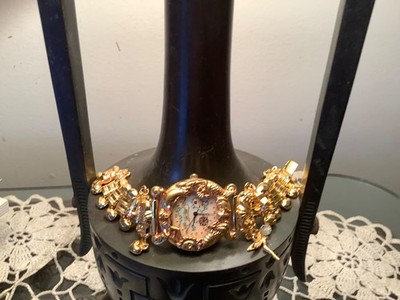 Vintage Kirk s  Folly, rhinestone charm, watch gold tone fantasy fairy