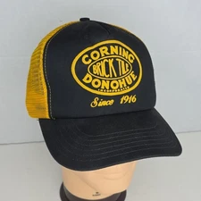 Corning Brick Tile Donohue Inc Gray Black Ball Cap Hat Snapback Yellow Mesh Back