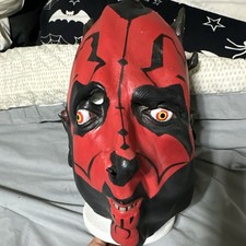 Star Wars Darth Maul Red/Black Horned Full Face Latex Mask One Size Halloween