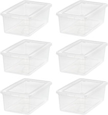 IRIS USA 6-Pack 6 Qt Storage Bins with Lids, Clear, Stackable  Ideal for Shoes,