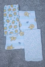 Lot 3 Baby Blue Winnie The Pooh Baby Blankets Crib  Reciving  Swaddler Blanket